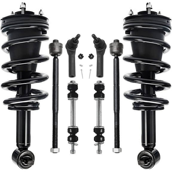 Detroit Axle - 4WD Front Struts & Coil Spring   Sway Bars   Inner & Outer Tie Rods Replacement for 2014-2018 Chevy GMC Silverado Sierra 1500