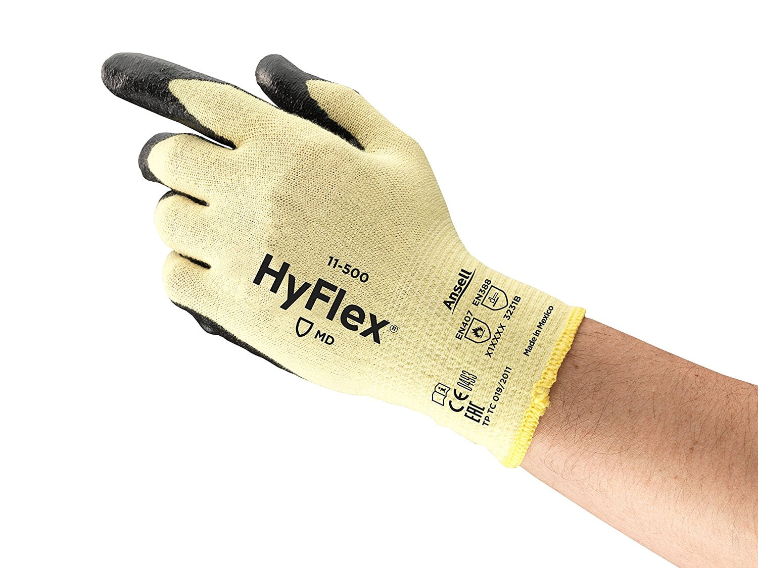 Ansell 1150011 HyFlex Made With Kevlar Gloves, XXLarge, Size 11, 12 Pairs
