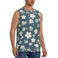 thumbnail image 2 of Uemuo Blue Flower Pattern Men's Sleeveless T-Shirt,Muscle Athletic Tank Top, Moisture-wicking Quick-dry Breathable Classic Tee Top for Gym Run Outdoor Sports-, 2 of 8