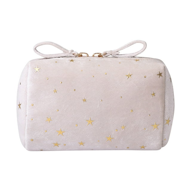 Fiudx Neceser de Terciopelo, Gran Capacidad para Viajes, Diseño de Franela Suave, con Cremallera para Cosméticos y Joyas, Práctico para Uso Diario, Regalo para El Día de La Madre, 16 X 10 X 6 Cm.
