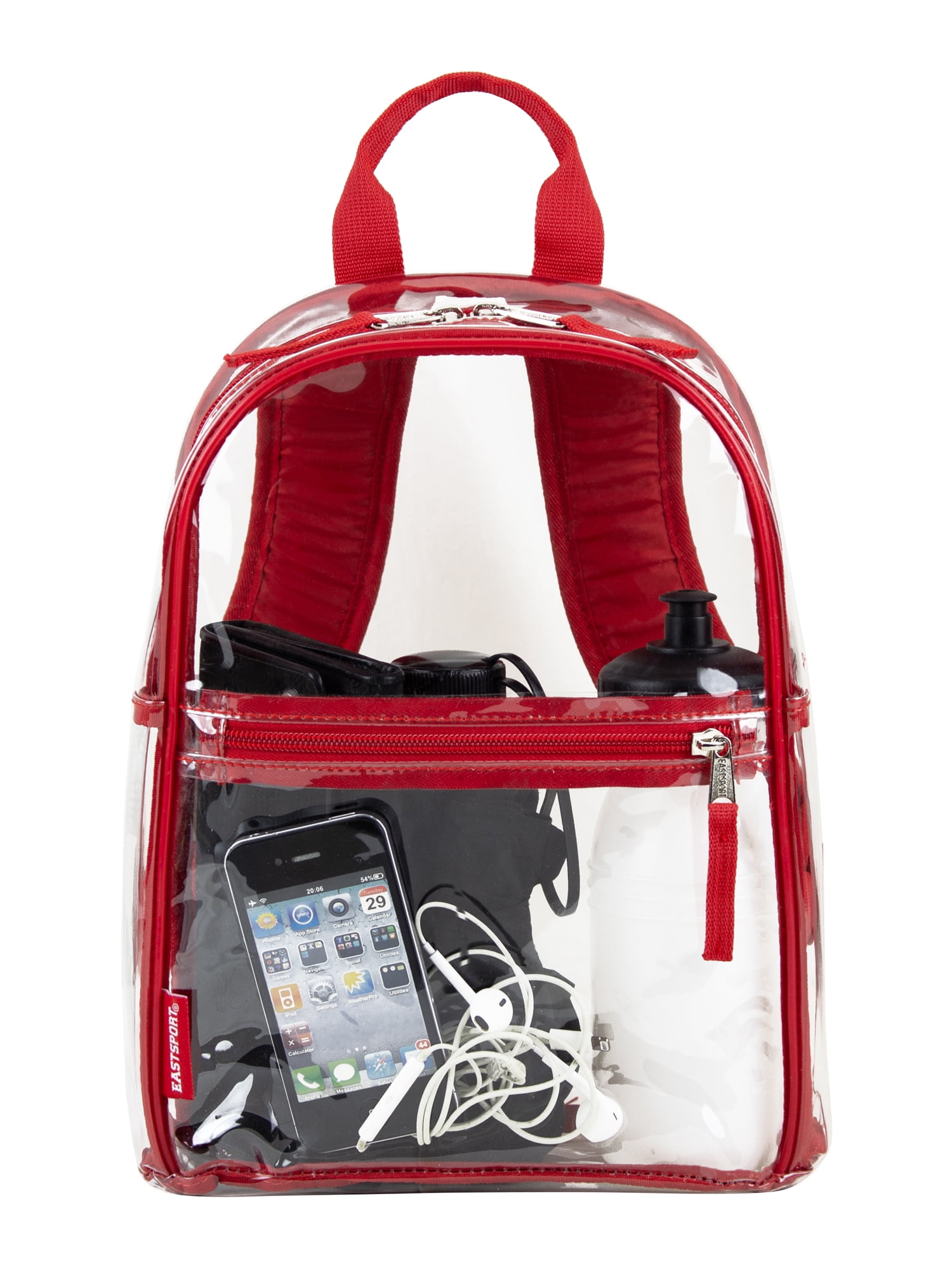 Eastsport Unisex Clear Mini Dome Backpack, Red Trim