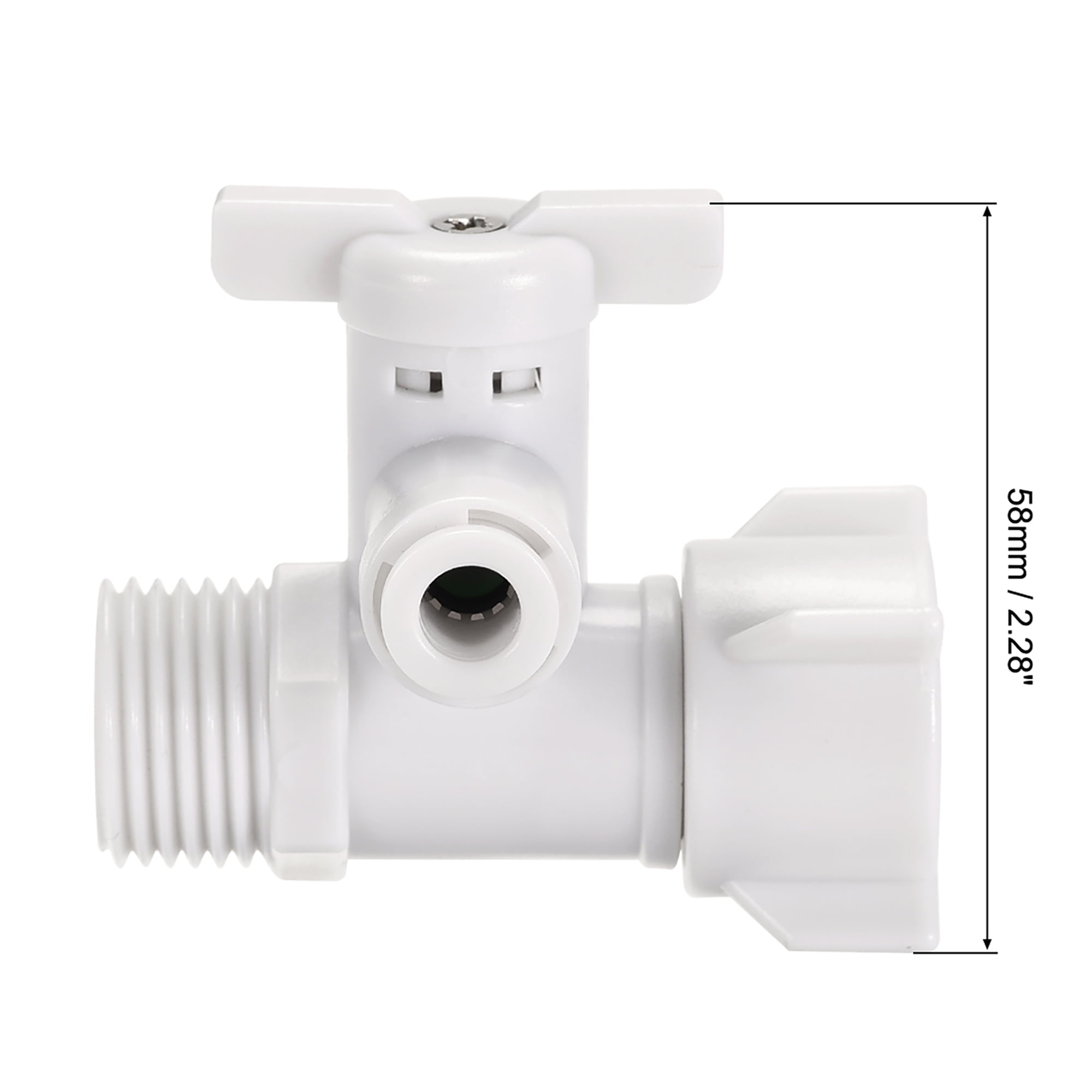1/4" Tube OD G1/2 M to F Thread White Angle Stop Adapter Valve Push-to-Connect 
