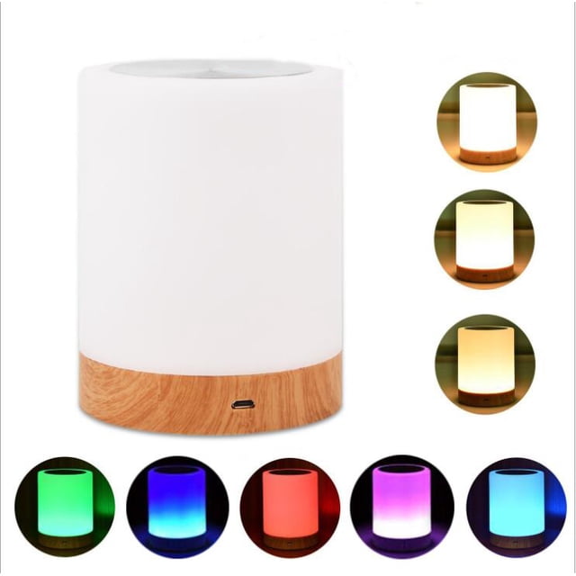 Lámpara de noche LED, lámpara de mesa de ambiente regulable para sala de estar de dormitorio, luz nocturna portátil de 16 colores con luz blanca cálida y regalos que cambian de color Ofspeizc LN-0084