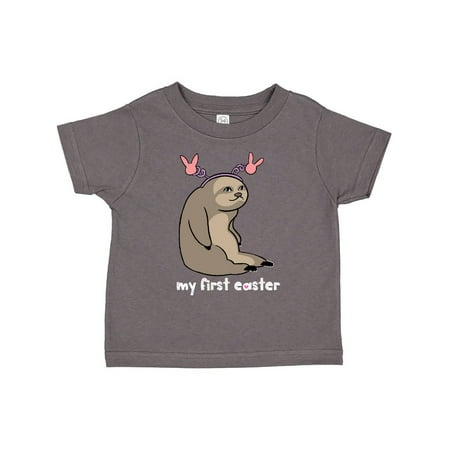 

Inktastic My 1st Easter Sloth with Pink Bunny Ears Gift Toddler Boy or Toddler Girl T-Shirt