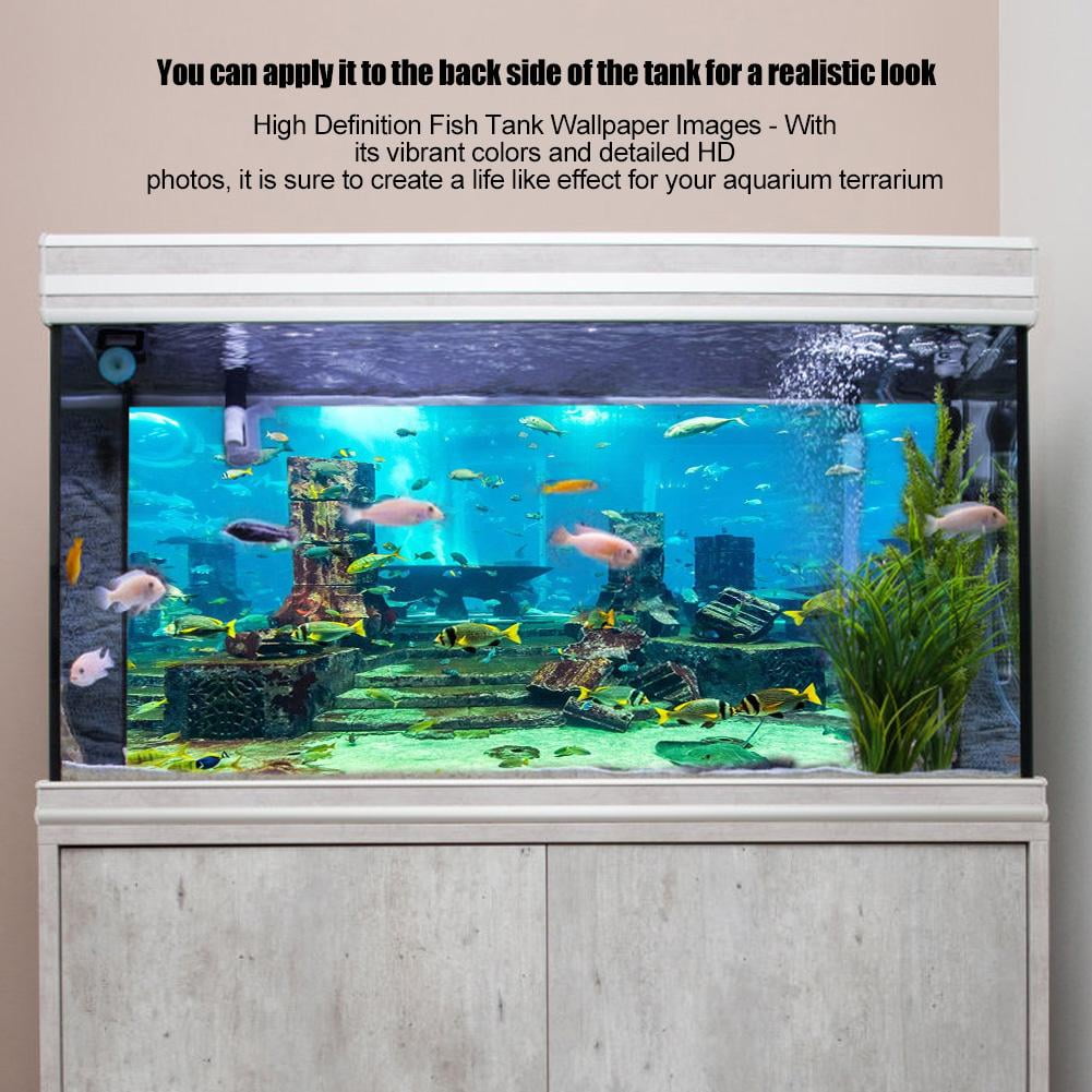 Double Side Aquarium Fish Tank Landscape Poster Backgrounds Film Sticker Decor 