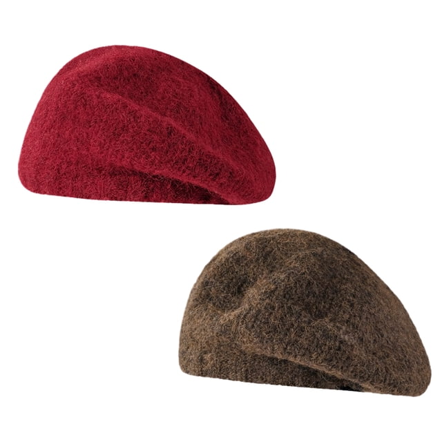 Boinas de cachemira, gorros de lana merino cálidos para mujer, gorro de punto de moda para invierno