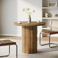 thumbnail image 6 of Finmind Small  Round Conference Table  for 4 , 31.5-Inch Office Tablewith Sturdy Base,  Reception Desk for Lounge, Meeting Room,  Brown, 6 of 8