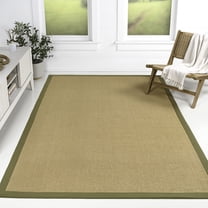 JONATHAN Y KEATON CUSTOM JUTE 8 x 10 Area Rug, Camden Farmhouse Cottage Border Jute - Natural/Olive, KTN100E-8