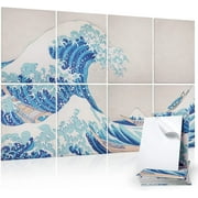 Caltero 8 Pack Acoustic Panels Sound Absorbing Wall Panels, Self Adhesive Soundproofing Panels, Decorative Art Sound Panels for Wall Recording Studio (The Great Wave Off Kanagawa)