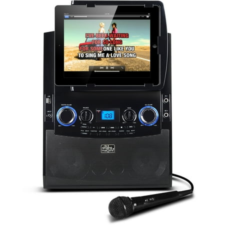 Singing Machine Bluetooth Mobile Karaoke System with Resting Tablet Cradle, Microphone, and Free Karaoke App