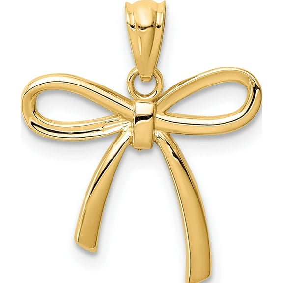 14K Yellow Gold Polished Small Ribbon Bow Pendant Made In United States yc1258