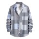 thumbnail image 1 of Camisa informal suelta para hombre Chaqueta de camisa marrón a rayas de gran tamaño Pompotops oipoqjl27552, 1 of 1