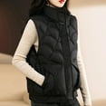 thumbnail image 4 of MELDVDIB Womens Full-Zip Quilted Puffer Vest Coat Solid Color Stand Collar Jacket Warm Padded Sleeveless Lounge Outwear Tops with Pocket, 4 of 9
