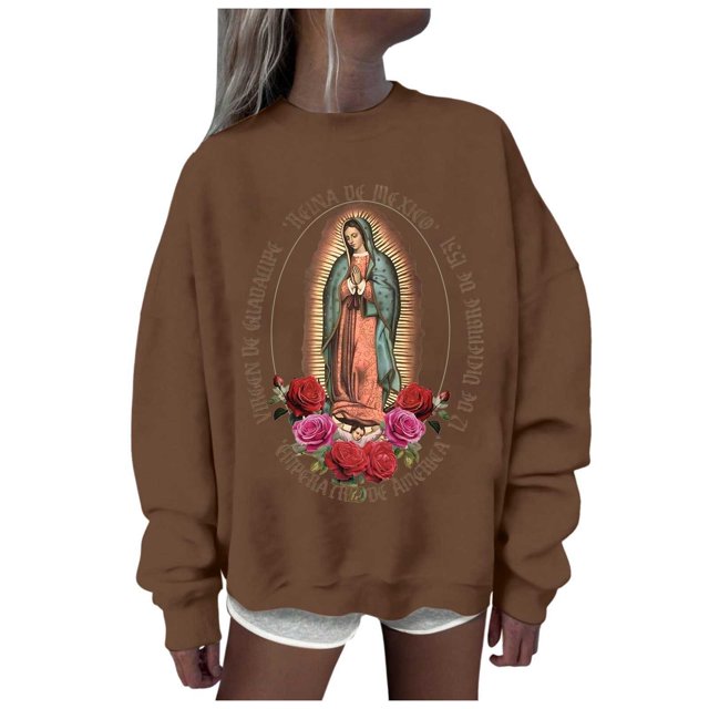 EHQJNJ Chandails en Molleton pour Femmes Sans Capuche Mode Décontractée Manches Longues Col Rond Chandails en Molleton Imprimés Pull Sans Capuche Haut Chandail en Molleton Graphique Camouflage d'Hiver