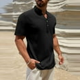 thumbnail image 5 of Wyobmus Mens Henley Shirts Short Sleeve Casual Fashion Button Up Shirts Lightweight Summer Basic Tee S-3X Black, 5 of 8