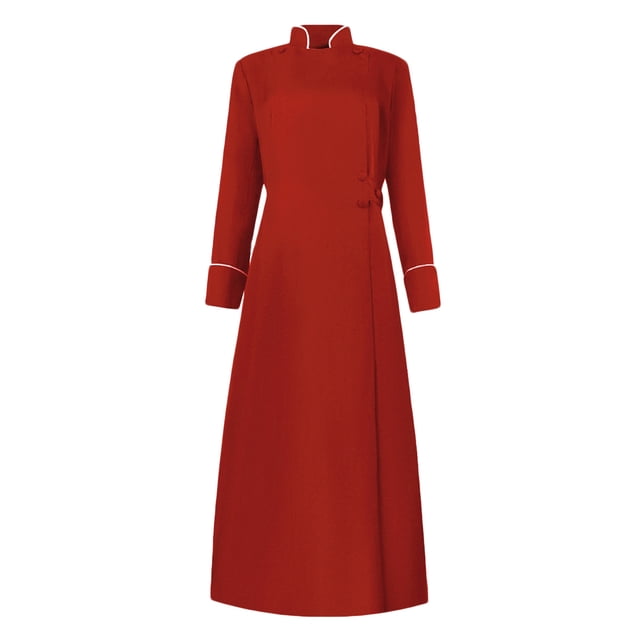 EGNMCR Robe Décontractée Sans Capuche à Manches Longues & Vestes Femme Robe Boutonnée Unie Costume Cosplay Manteau d'Aumônerie Femme