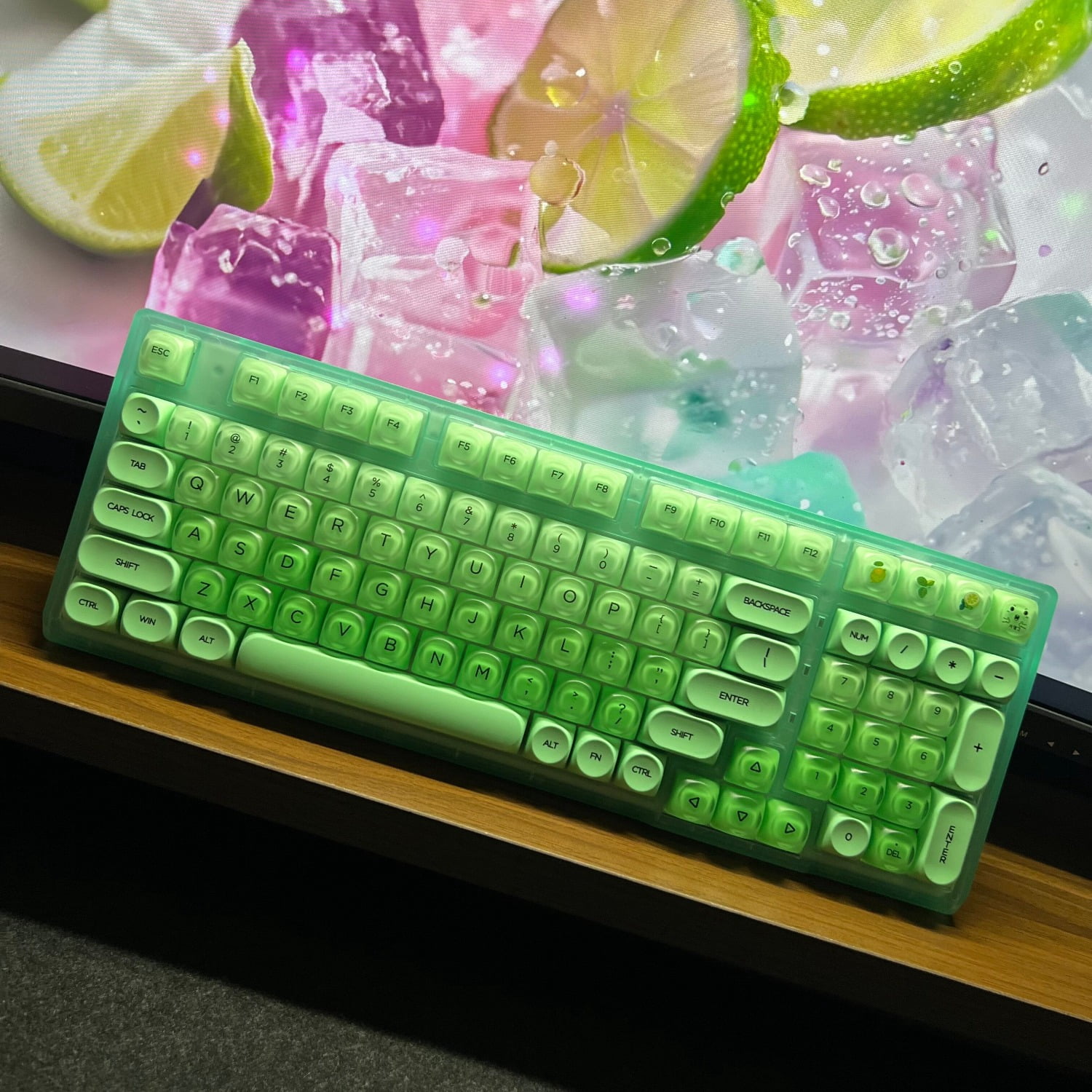 98 Keys Hot Swappable Keyboard, Tri-Mode 2.4G Bluetooth Wired Lime Green RGB Mechanical for PC