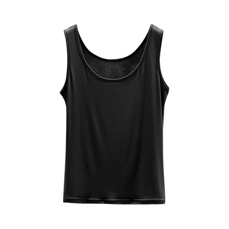 Women s Padded Bra Tank Top Female Spaghetti Cami Vest Women Camisole With Built In Bra Wear With High-Waisted Pants  Jeans  Skirt
