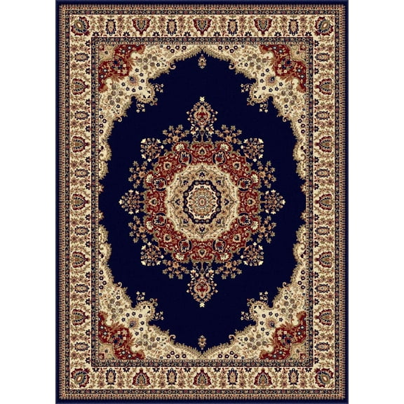 Tayse Sensation Area Rug 4707 NAVY Traditional Navy Blue Medallion Circle 7' 10" x 10' 3" Rectangle