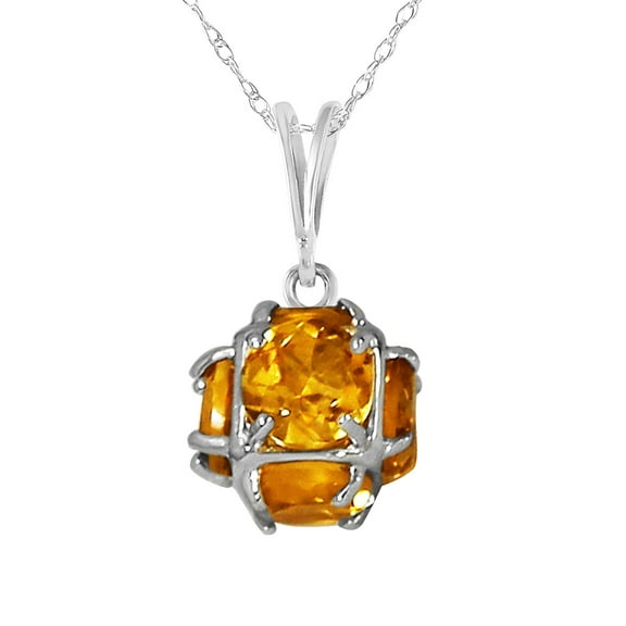 Galaxy Gold GG 14K White Gold 2.8 Carat Natural Citrines Pendant Necklace - November Birthstone - Warmth & Prosperity - 16" to 24" - Fine Jewelry for Women