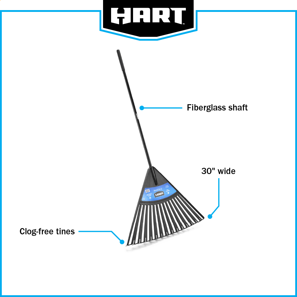 HART 30-inch Leaf Rake with Poly Plastic Head - image 7 of 9