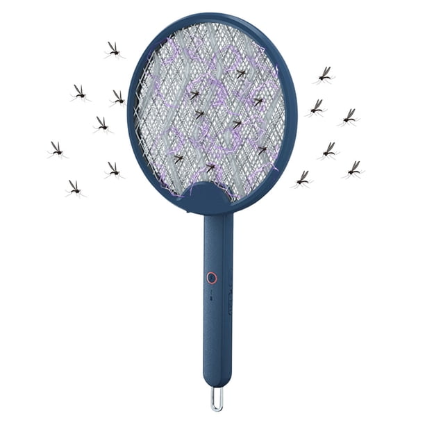 Matamoscas Eléctrico USB Matamosquitos Lámpara Relámpago Matamosquitos Eléctrico Batería Litio 8 Luces Matamosquitos Eléctrico Plegable Matamosquitos Relámpago Matamosquitos (Thor Plegable en Azul)