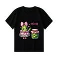 thumbnail image 4 of Virmaxy (2-14 Years Old)Pickle Letter Printed Shirt For Toddler Boys Girls Casual Printed Gherkin Pattern T-Shirt Kids Spring Summer Loose Short Sleeve Crew Neck Top Black-3 5 Years, 4 of 4