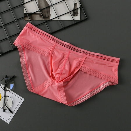 

Men s Underwear Sexy Ice Silk Briefs Low Waist Breathable Bikini Underpants