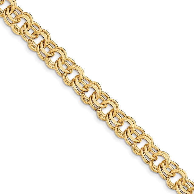 14k Yellow Gold Solid Double Link Charm Bracelet (7.00 mm) main image 0