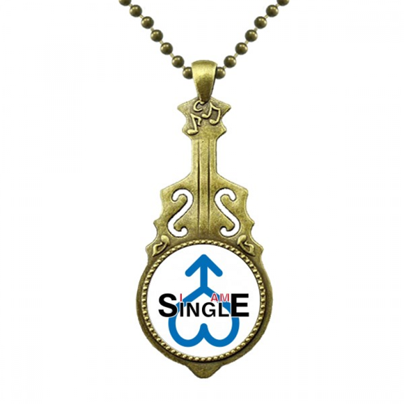 Status Single Man Art Deco Fashion Necklace Antique Guitar Jewelry Music Pendant
