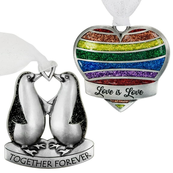 Gloria Duchin LGBTQ Pride Romantic Love Antique Pewter Christmas Tree Ornament Gift Set