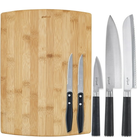 GoodCook Touch Knife and Bamboo Cutting Board Set, (Best Knife For Cutting Rubber)