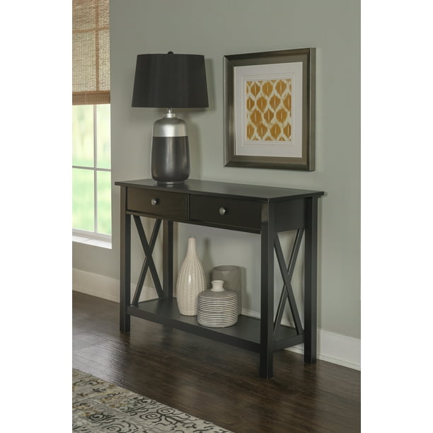 Linon Davis Solid Wood 2 Drawer Console Table 30 7 Tall Black Finish Com Linon Davis Solid Wood 2 Drawer Console, Linon Console Table