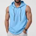thumbnail image 2 of Gibobby Men's Workout Tank Tops with Hoodie Sleeveless Running Muscle Shirts 1 Pack Black+Gray+Olive Green(XXXL,Blue), 2 of 4