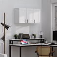 thumbnail image 6 of Fddevelop White Wood Laundry Room Wall Cabinet with 3 DoorS and Adjustable Shelf 35.4"W, 6 of 8