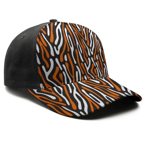 Leopard Print Baseball Cap Adjustable Size – Stylish Spliced Design Trucker Hat, Dad Hat with Full Print Front & Brim, Breathable Cotton Blend Snapback for Sports, Travel & Daily Wear