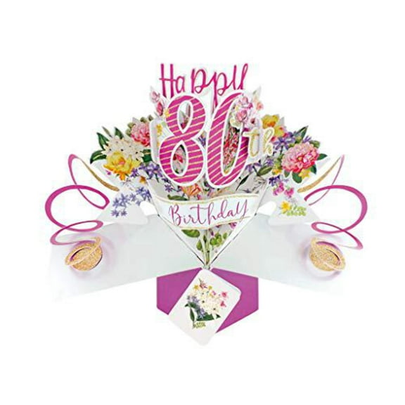 Happy 80th Birthday Pop-Up Greeting Card Original Second Nature 3D Pop Up Cards