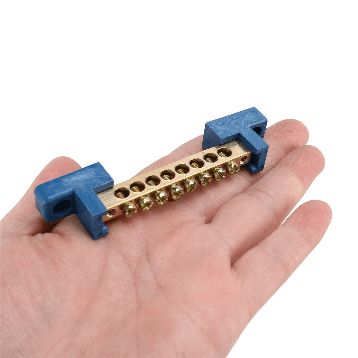 8 Terminal Bus Bar Terminal Block 30 Pack Brass Wire Screw Terminal for Car Boat Marine Ground Power Distribution,30 x Terminal Bus Bar,Blue & Golden