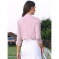 thumbnail image 3 of DARING DIVA Women's Cropped 3/4 Ruched Sleeve Open Front Knitted Bolero Shrug XS Pink, 3 of 6