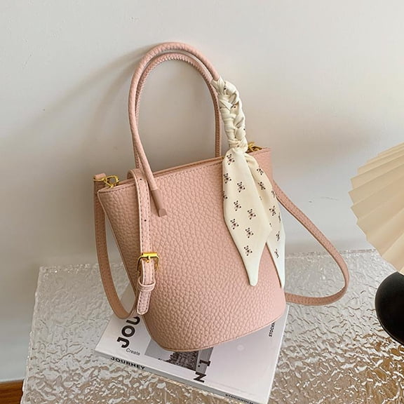 IELGY women's portable silk scarf bucket bag, Korean version of trendy foreign gas bucket bag, single shoulder oblique span bag