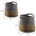 thumbnail image 5 of Braided Cotton and Jute Basket with Cutout Handles,Set of 2, Blue and Brown- Saltoro Sherpi, 5 of 5