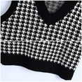 thumbnail image 3 of jinghuiyue Women Sweater Vest V Neck Knit Sleeveless Pullover Tank Oversized Houndstooth Pattern Preppy Fashion Uniform Waistcoat M, 3 of 5