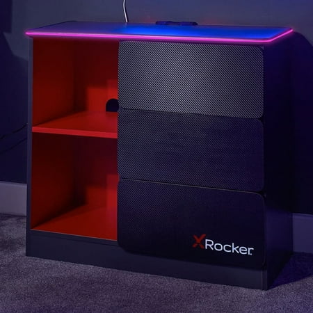 X Rocker - Carbon-Tek Gaming Storage Unit with LED - Black