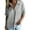 Gray0, variant on Women's Solid Linen Blend Shirt, Zip Front Collar Blouse with Chest Pocket, 60% Cotton 40% Linen Short Sleeve Top, Casual Spring Summer Tops S-2XL