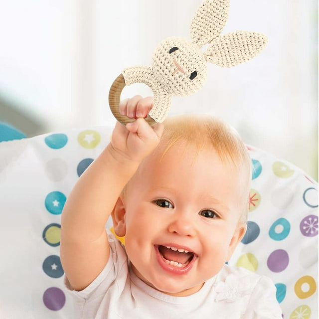 Agiferg Baby Teethers Handmade Rattle Grip Toys Baby Teethers For 3 Months Above Baby's Sore Gums Teethers Nursery Gift Pain Relief Suitable For Baby Boy