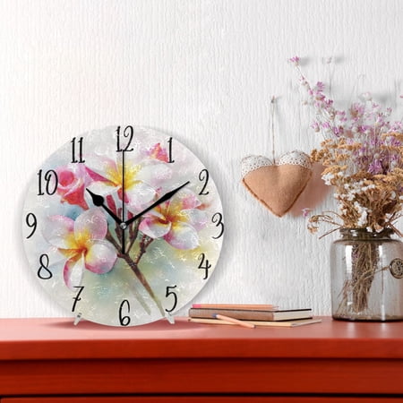 10 Quartz Indoor Wall Clock Silent Mechanism / Plumeria Breeze Pattern