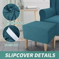 thumbnail image 5 of Yumcute 23-31in Ottoman Cover Latest Jacquard Design High Stretch Folding Storage Footstool protector Rectangle Removable Slipcover Peacock Blue, 5 of 12