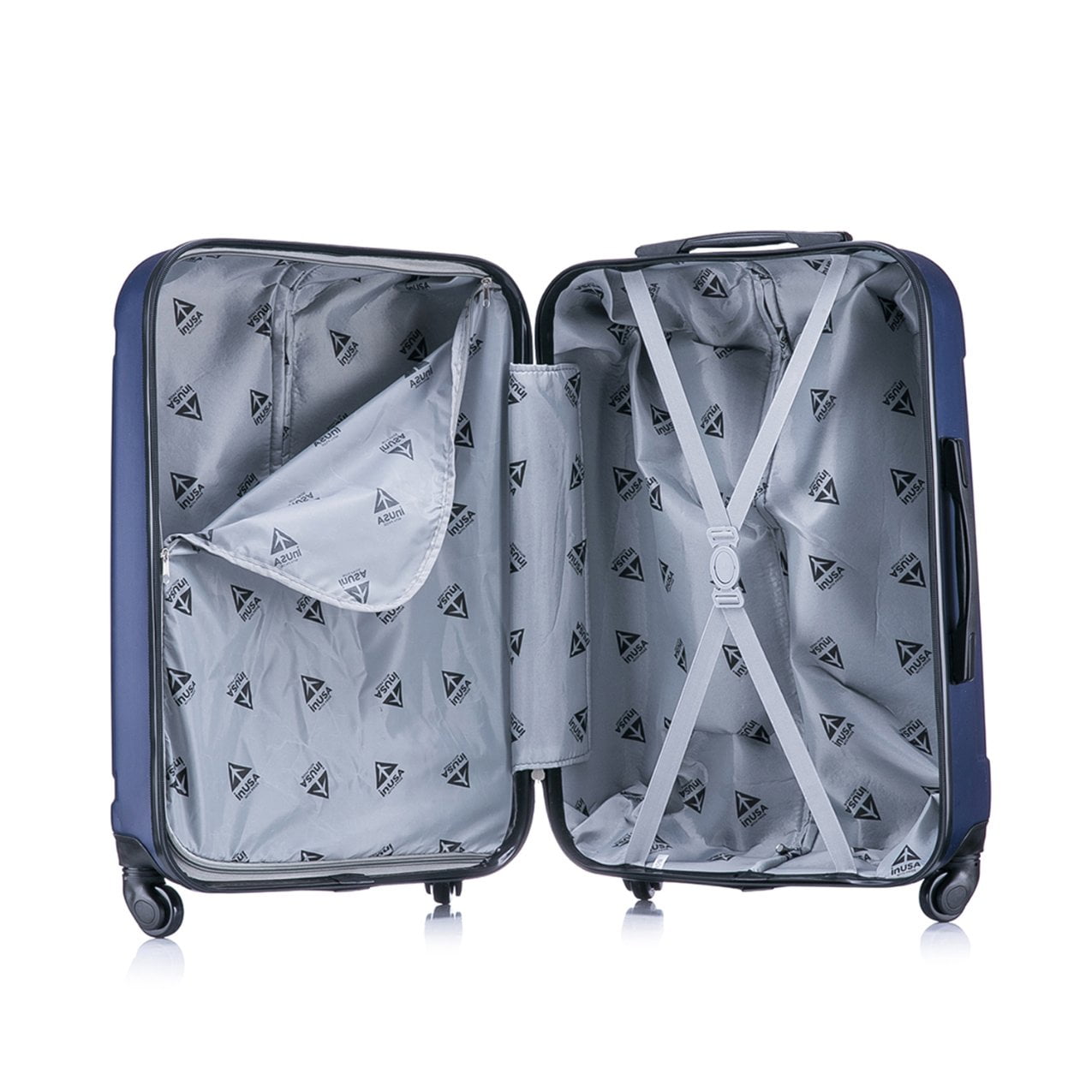 InUSA Pilot 3-Piece Hardside Luggage Sets with Spinner Wheels, Handle, Trolley, (20"/24"/28"), Blue