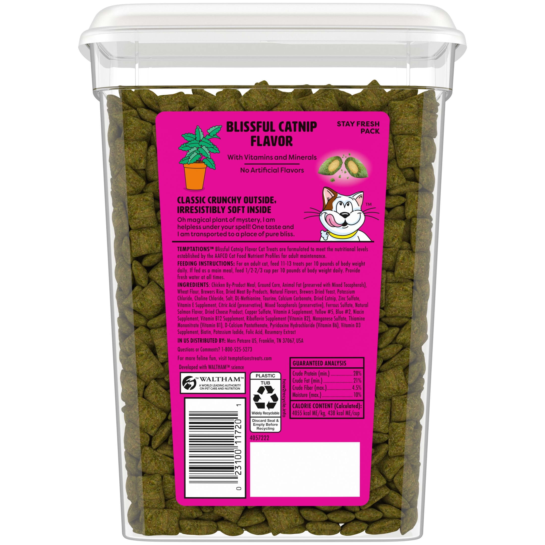 Temptations Classic Crunchy and Soft Cat Treats, Blissful Catnip Flavor, 16 oz. Tub