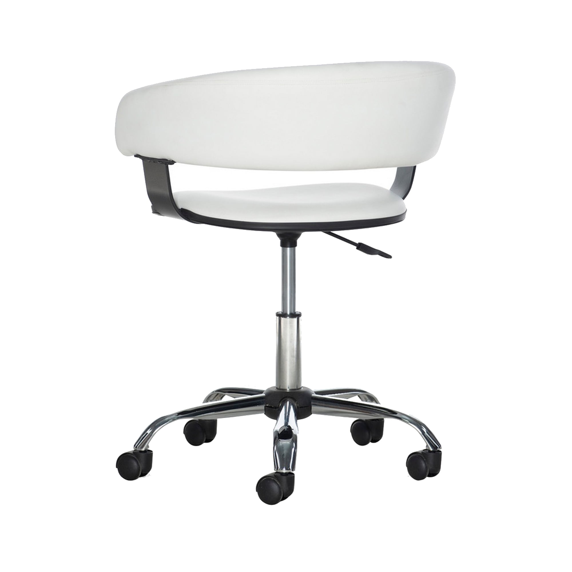 Saltoro Sherpi Leatherette Bucket Seat Desk Chair With Casters White Walmart Com Walmart Com